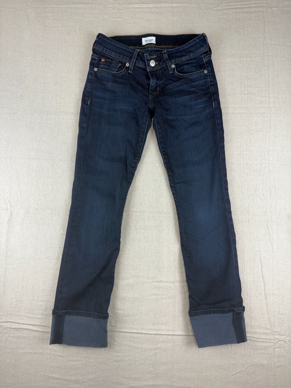Hudson Ginny Crop straight-leg jeans with a cuff dark blue wash size 24